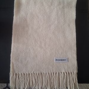 Yves Saint Laurent Cream Wool Scarf